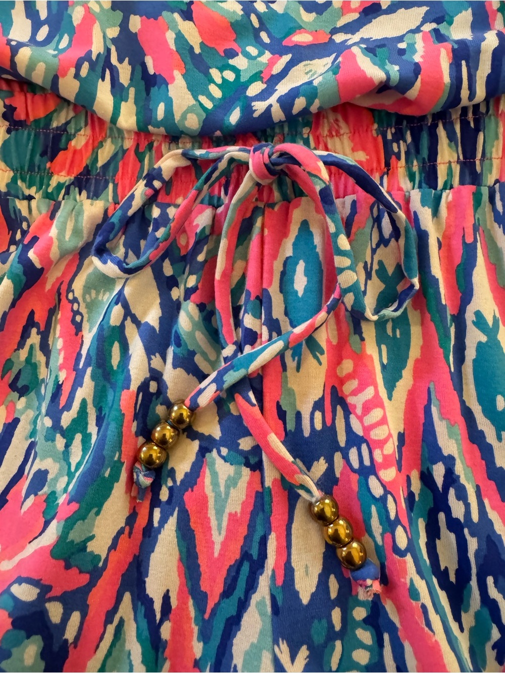Lilly Pulitzer Sleeveless V-Neck Printed Jumpsuit in Pink & Blue - Picture 6 of 7